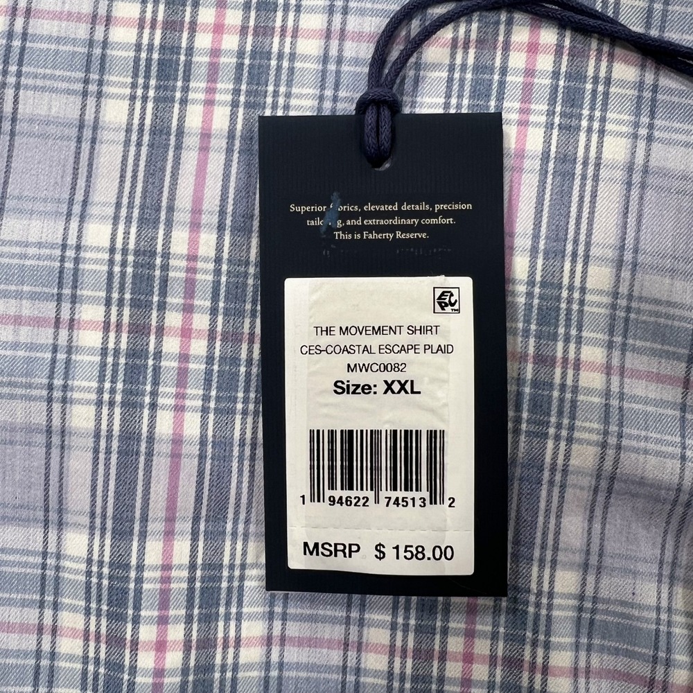 NWT FAHERTY Reserve The Movement Men's XXL Shirt Long Sleeve Plaid Button Down - Picture 14 of 15